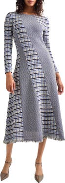 Misook Multistitch Long Sleeve Midi Dress