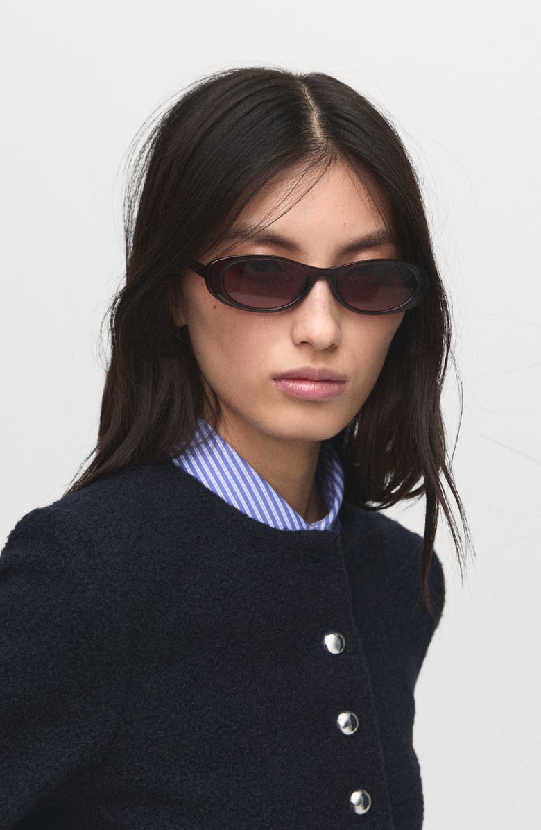 MANGO Bouclé Crop Jacket, Alternate, color, Navy