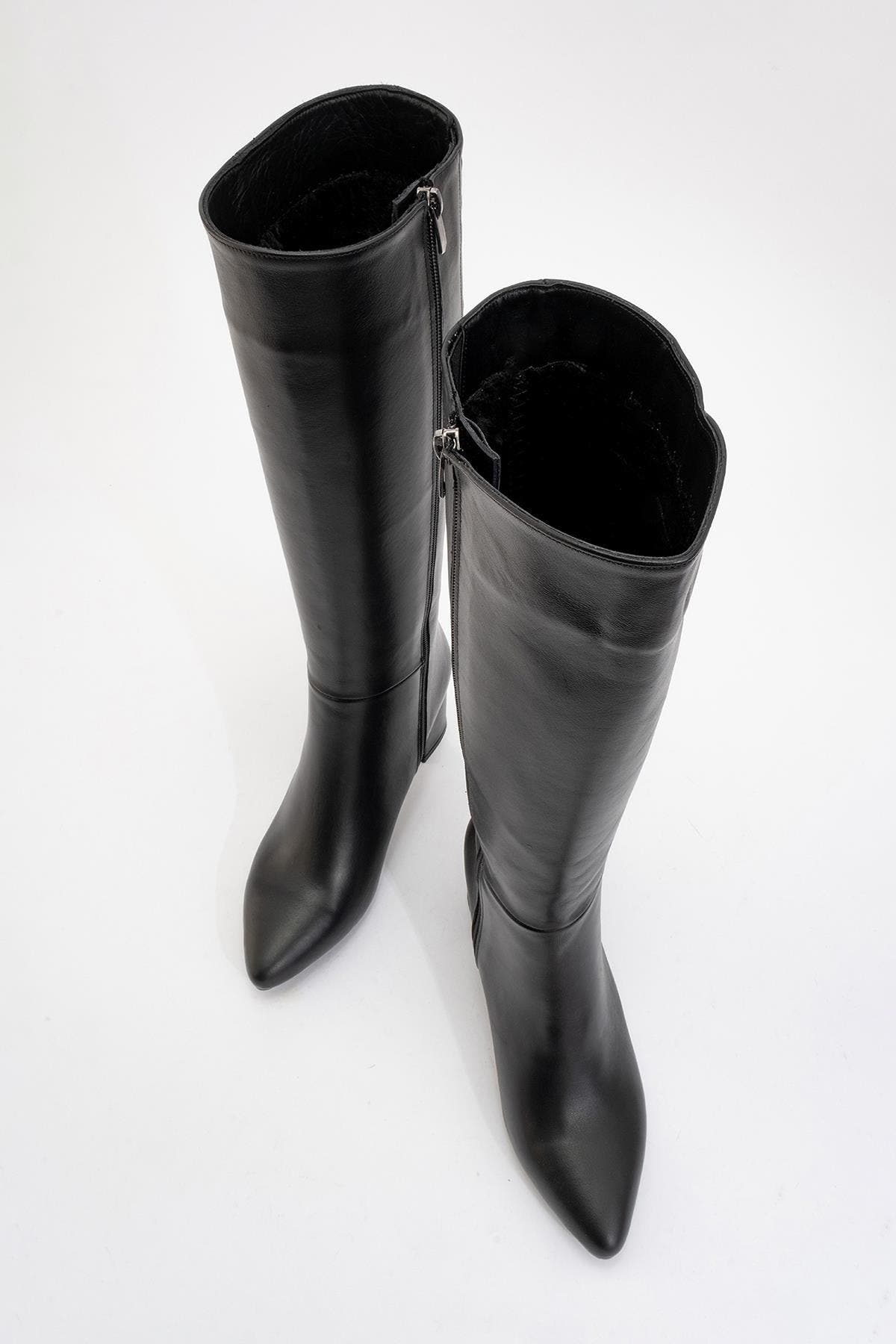 Sejas Leather Block Heel Knee-High Boot, Alternate, color, Black Leather