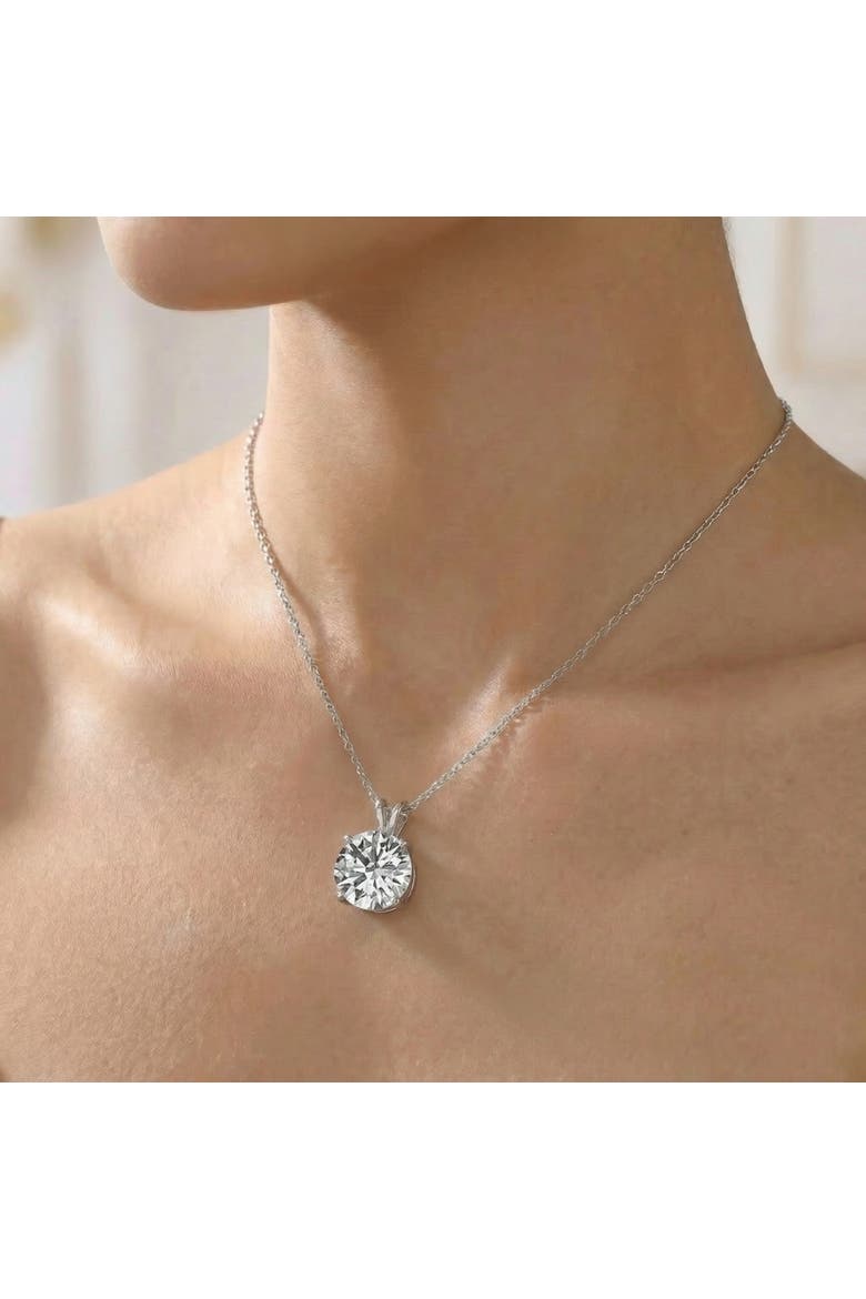 Certified 5Ct Round Solitaire Diamond Pendant Gold Lab Grown Necklace, Alternate, color, 14k White Gold