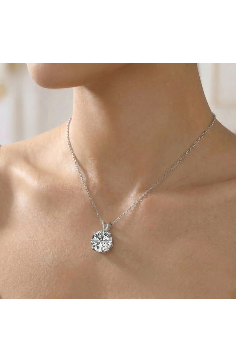 Bliss Diamond Certified 5Ct Round Solitaire Diamond Pendant Gold Lab Grown Necklace, Alternate, color, 14K White Gold