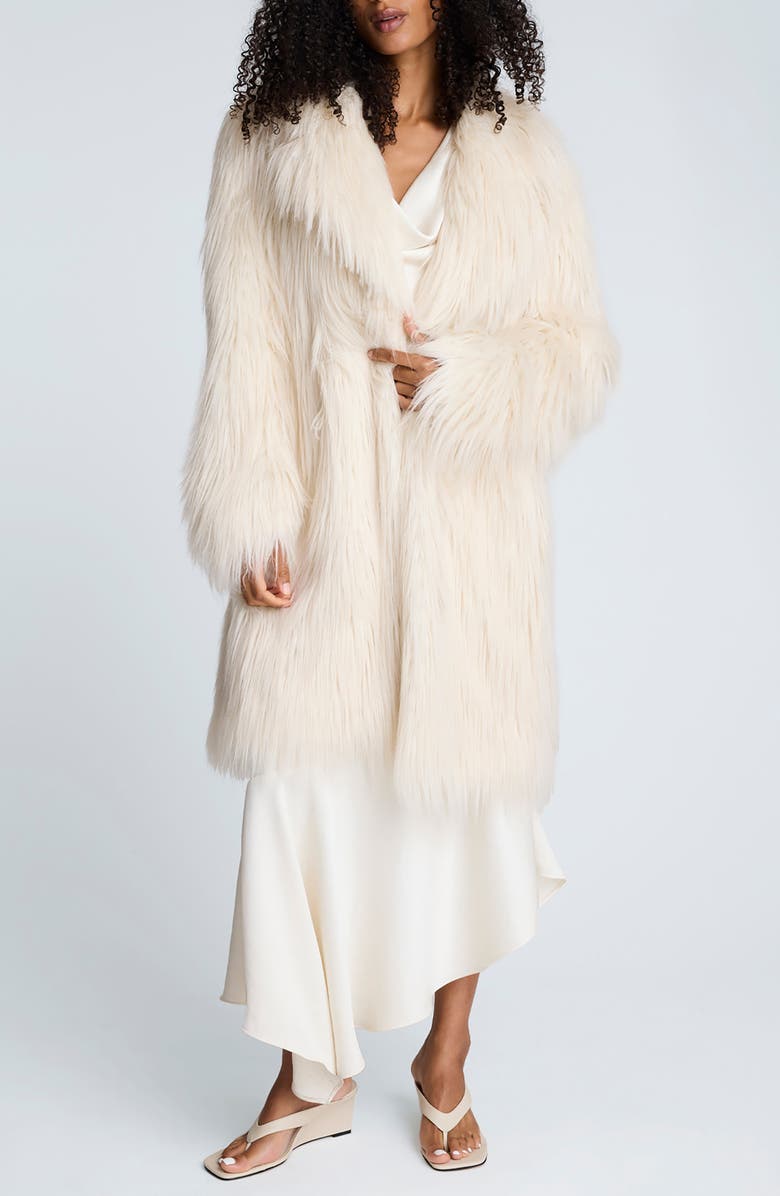 Kenneth Cole Faux Fur Coat, Main, color, Oyster