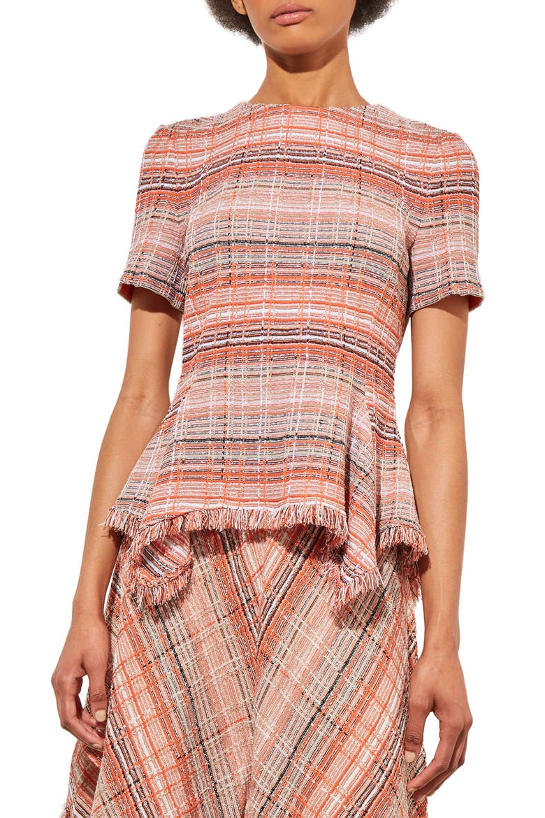 Tweed Peplum Top, Main, color, VERM/JAV/MUL