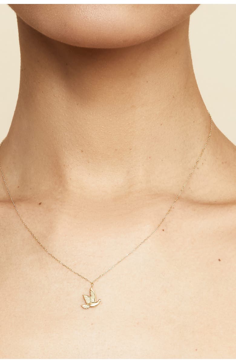 Oradina 14K Yellow Gold Freedom Dove Necklace, Alternate, color, Yellow Gold