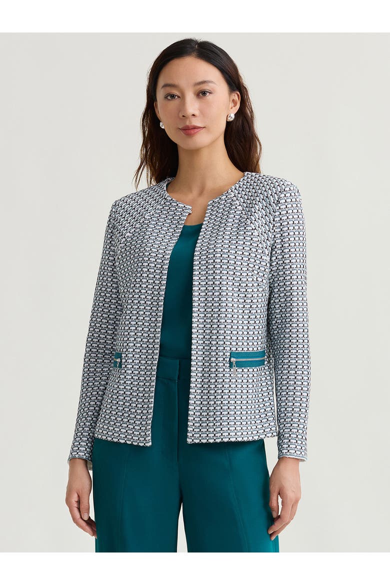 Heritage Tri-Color Basketweave Knit Jacket, Alternate, color, Spruce/White/Black