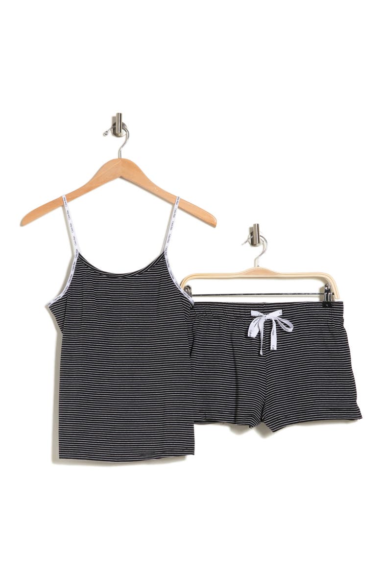 Stretch Cotton Camisole & Shorts Pajamas, Alternate, color, ANIA STRIPE BLACK