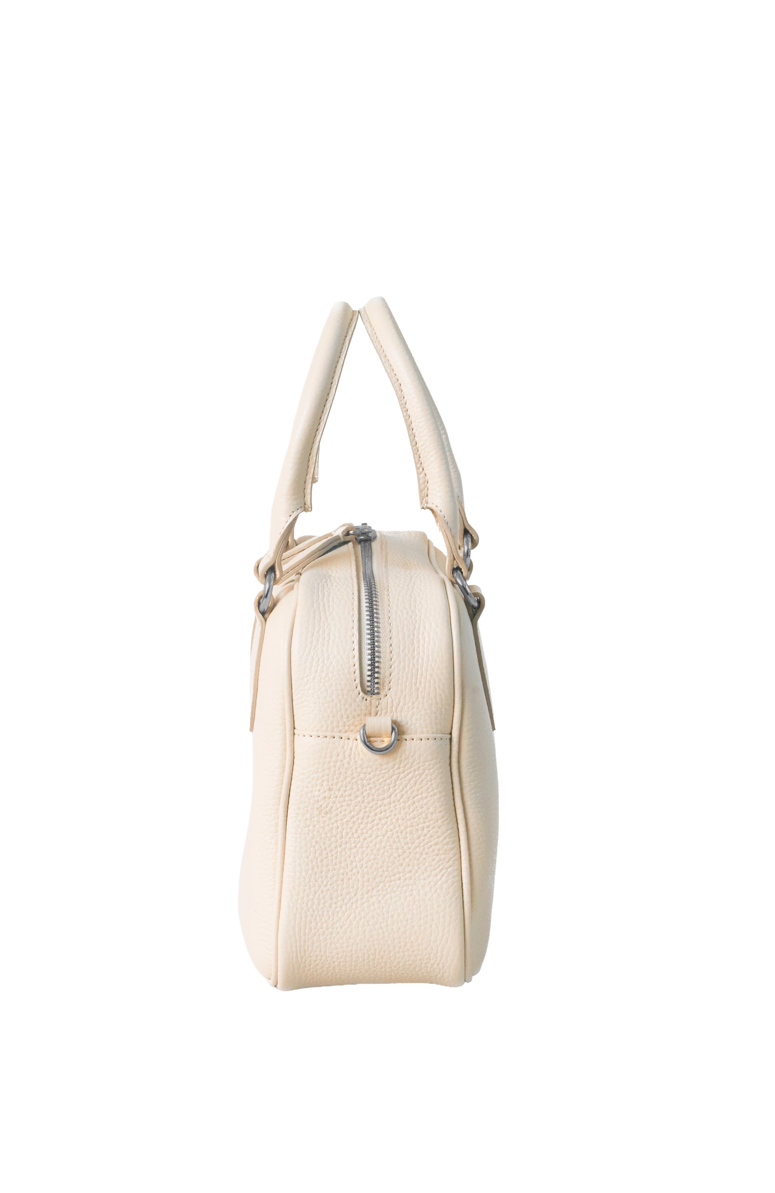 La Corsa Leather Bowling Bag, Alternate, color, Bone Silver