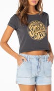 Roxy Sunshine Daze Crop Cotton Graphic T-Shirt