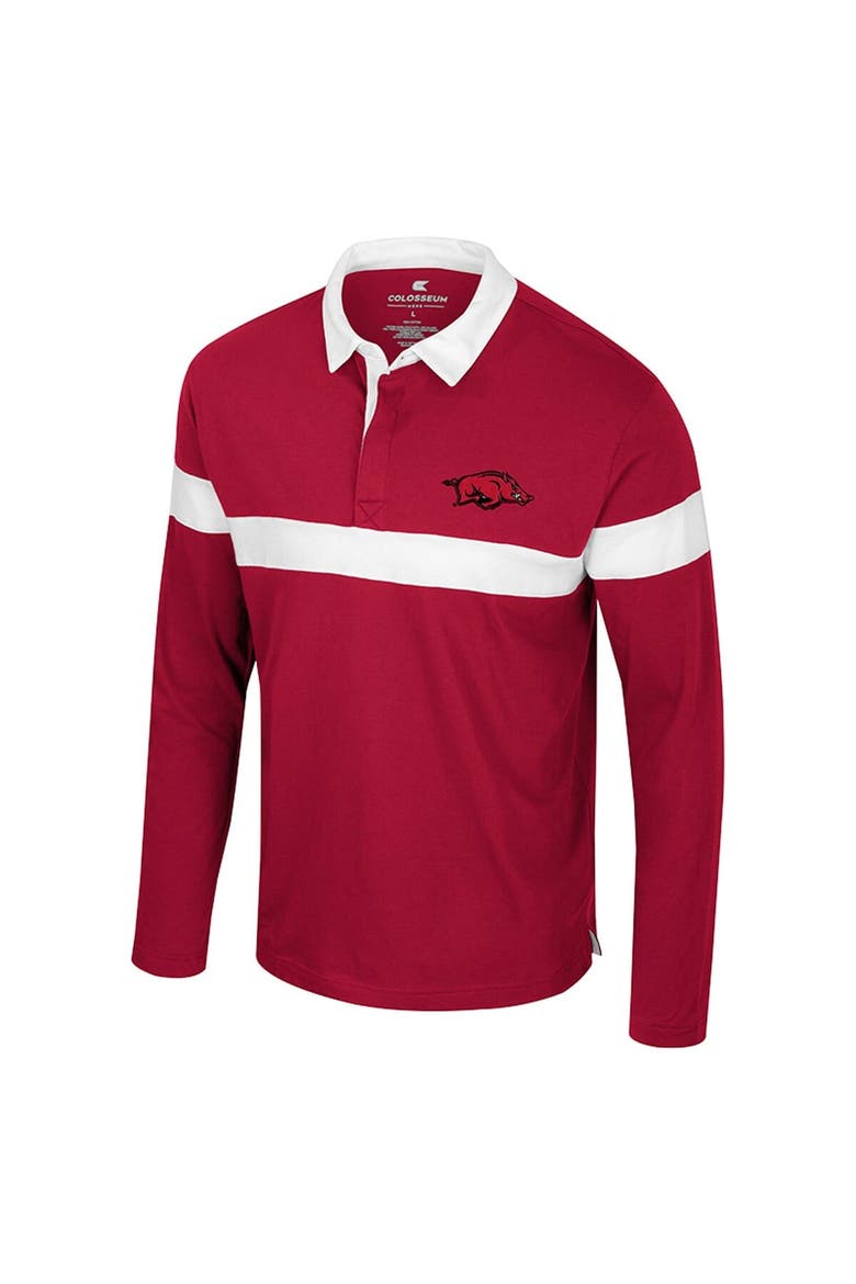 Men's Colosseum  Cardinal Arkansas Razorbacks Too Cool For School Long Sleeve Polo, Alternate, color, Cardinal