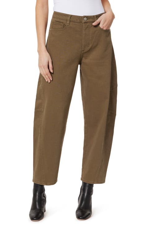 High Waist Crop Barrel Leg Jeans