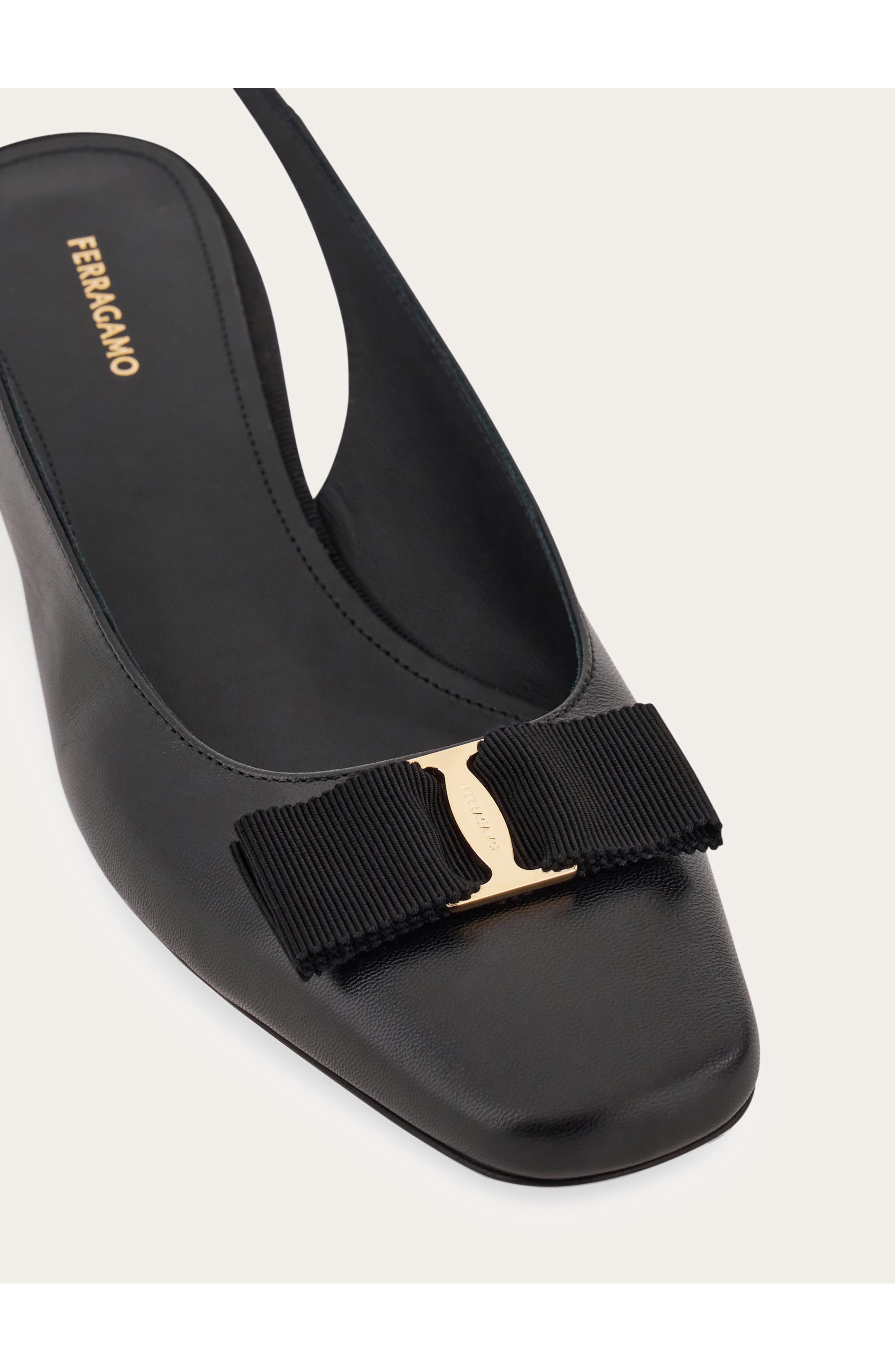 FERRAGAMO Rivada Bow Slingback Pump, Alternate, color, Nero