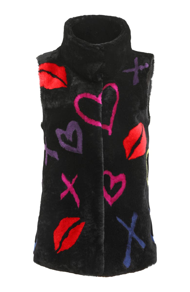 GORSKI Reversible Select Genuine Shearling Vest, Alternate, color, Black/Xo Multi