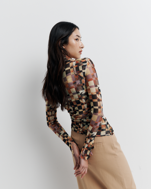 Romy Mosaic Top In Brown