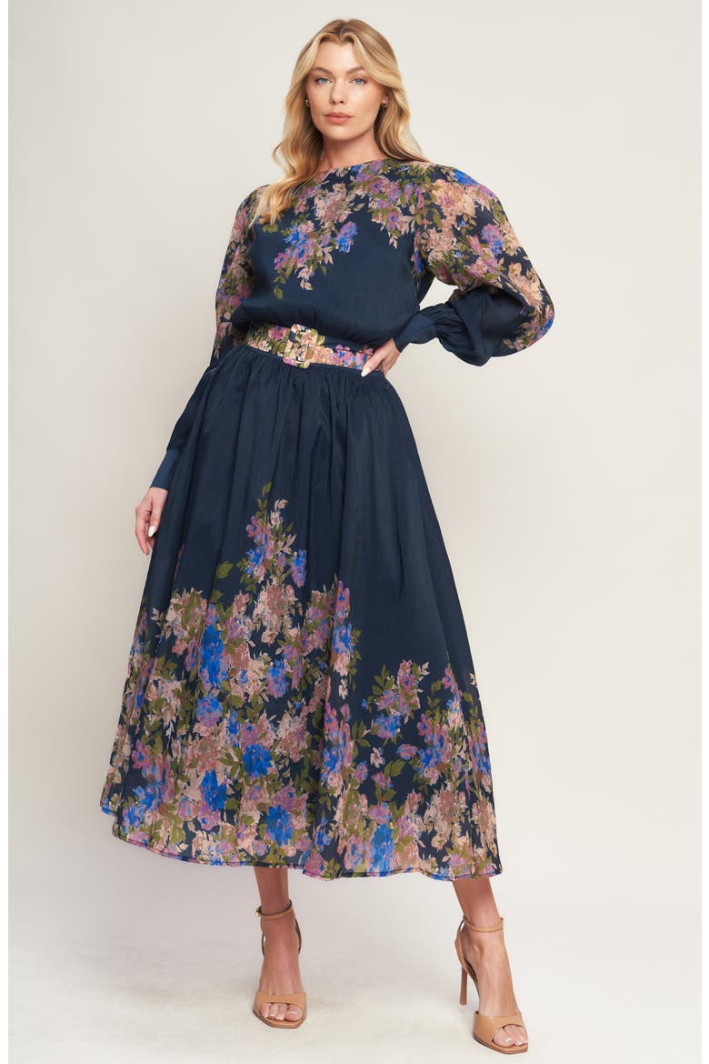 Long Sleeve Belted Midi Dress, Alternate, color, NAVY