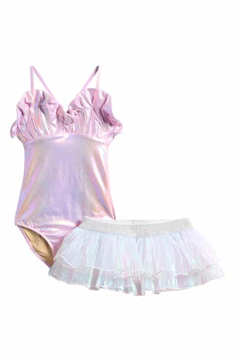 Kids' One-Piece Swimsuit & Plissé Cover-Up Skirt Set