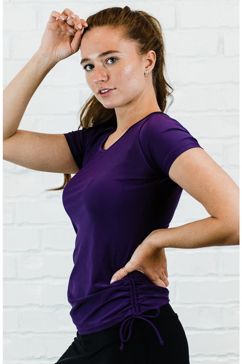 Plus Size Short Sleeve Adele Swim Top, Alternate, color, Eggplant