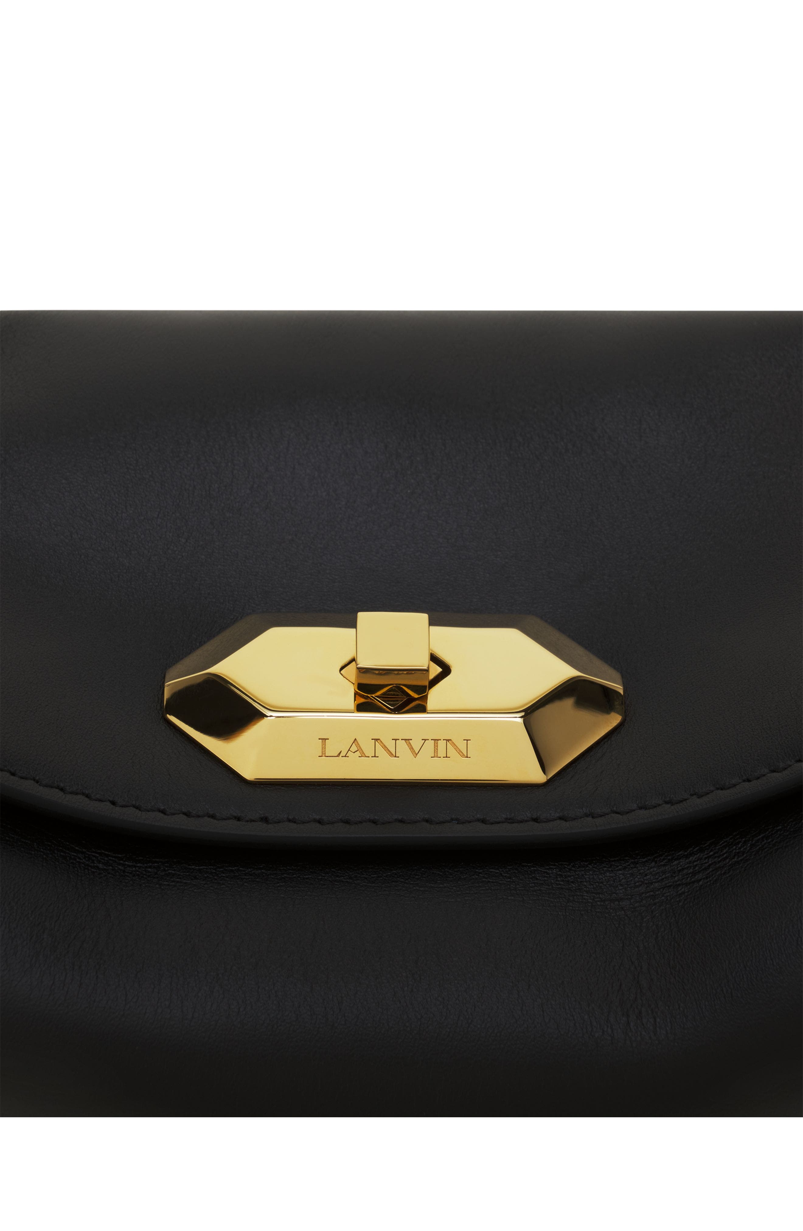 Lanvin Compagnon Asymmetrical Bag In Leather, Alternate, color, Black
