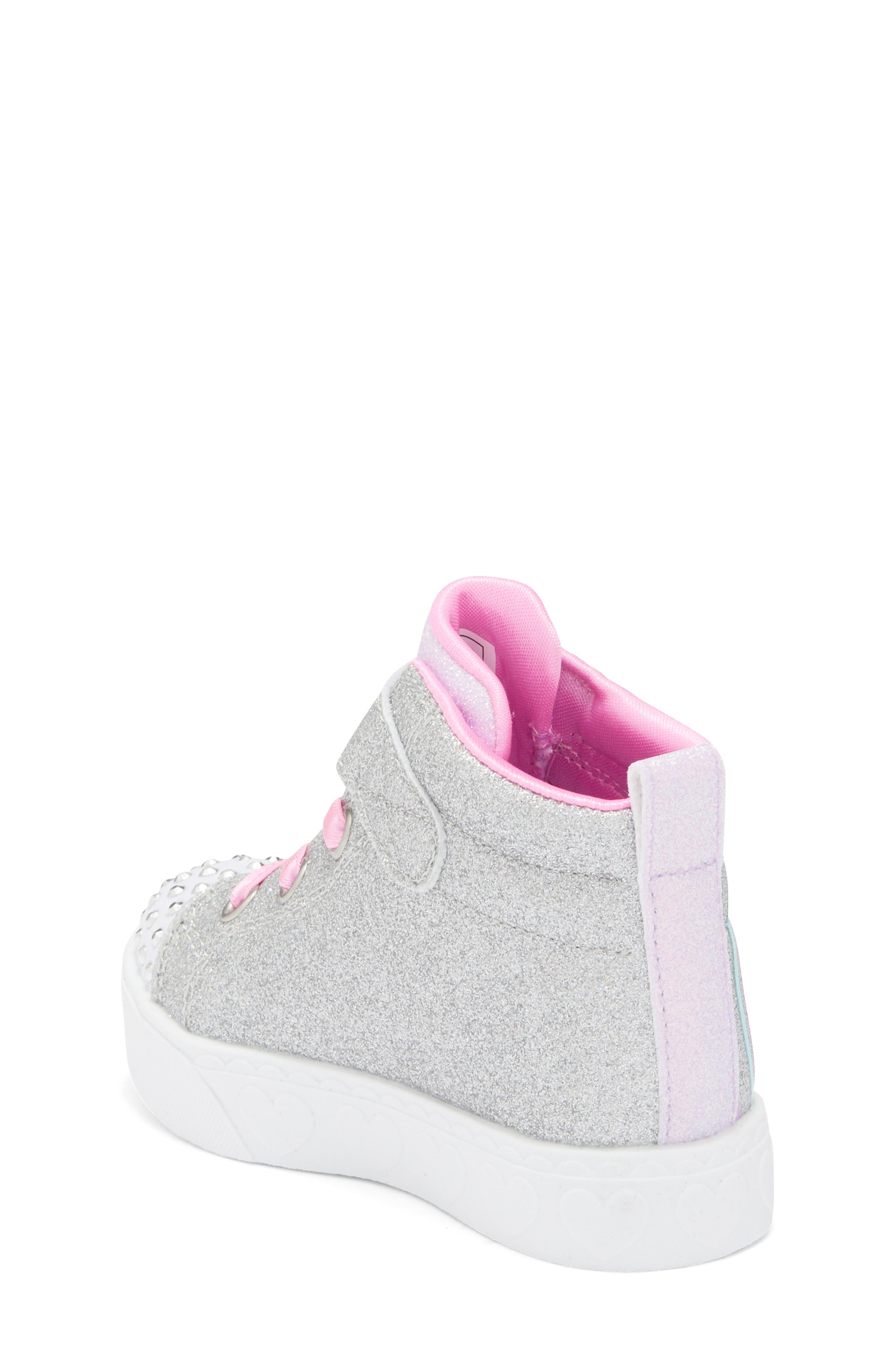 SKECHERS Kids' Twinkle Toes Heart Steps High Top Sneaker, Alternate, color, Silver Multi