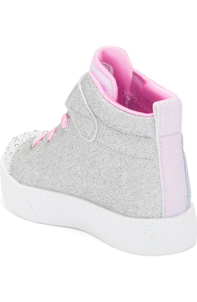 SKECHERS Kids' Twinkle Toes Heart Steps High Top Sneaker, Alternate, color, Silver Multi