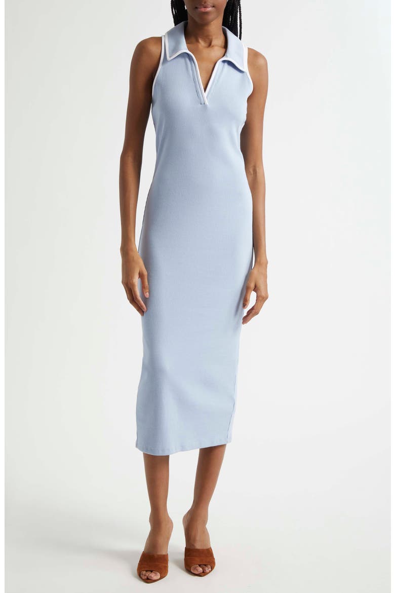 Darien Stretch Cotton Polo Dress, Main, color, BLUEBELL