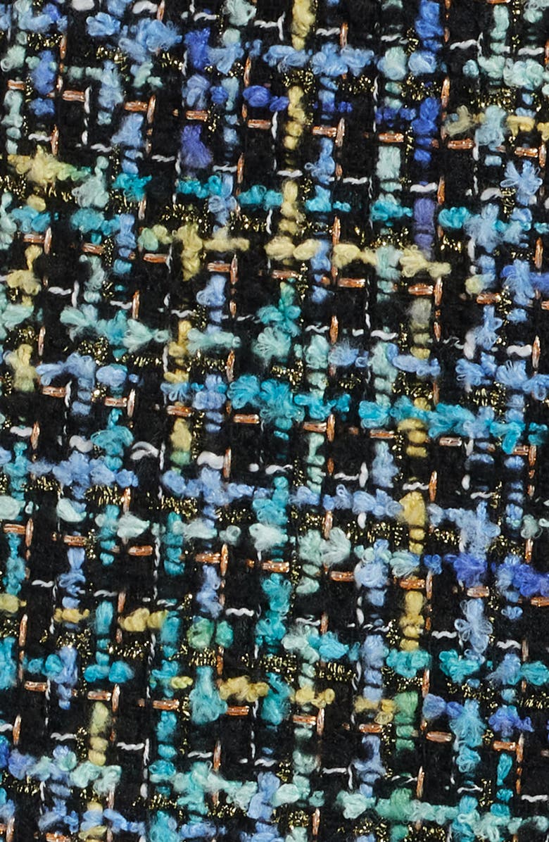 Eliza J Metallic Tweed Dress, Alternate, color, Azure Black