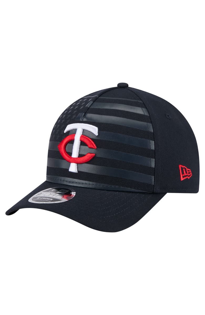 New Era Men's New Era Navy Minnesota Twins American Flag 9FORTY M-Crown A-Frame Adjustable Hat, Main, color, 