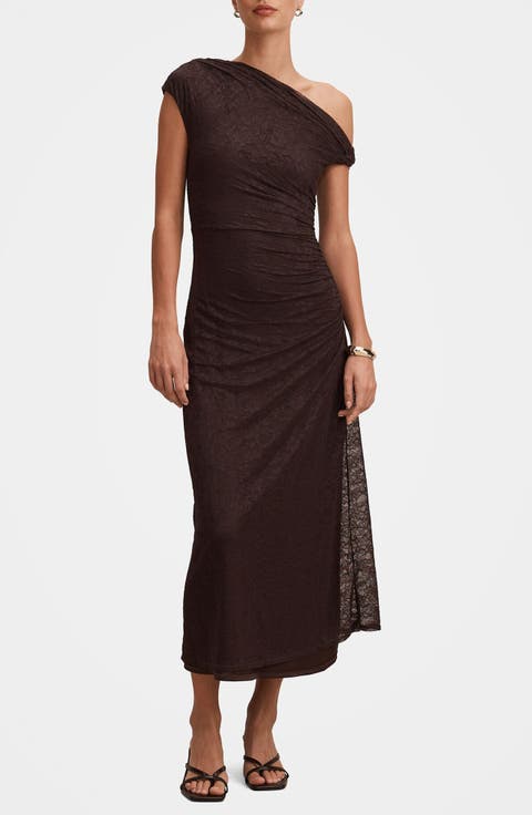 Paris Asymmetric Lace Midi Dress