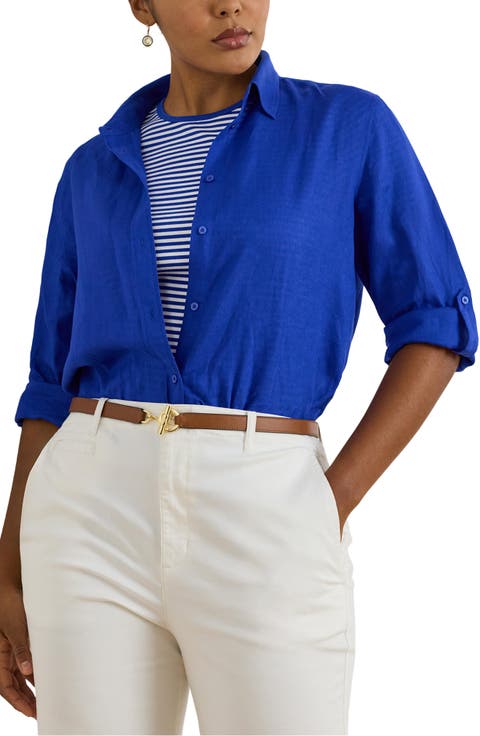 Linen Button-Up Shirt (Plus)