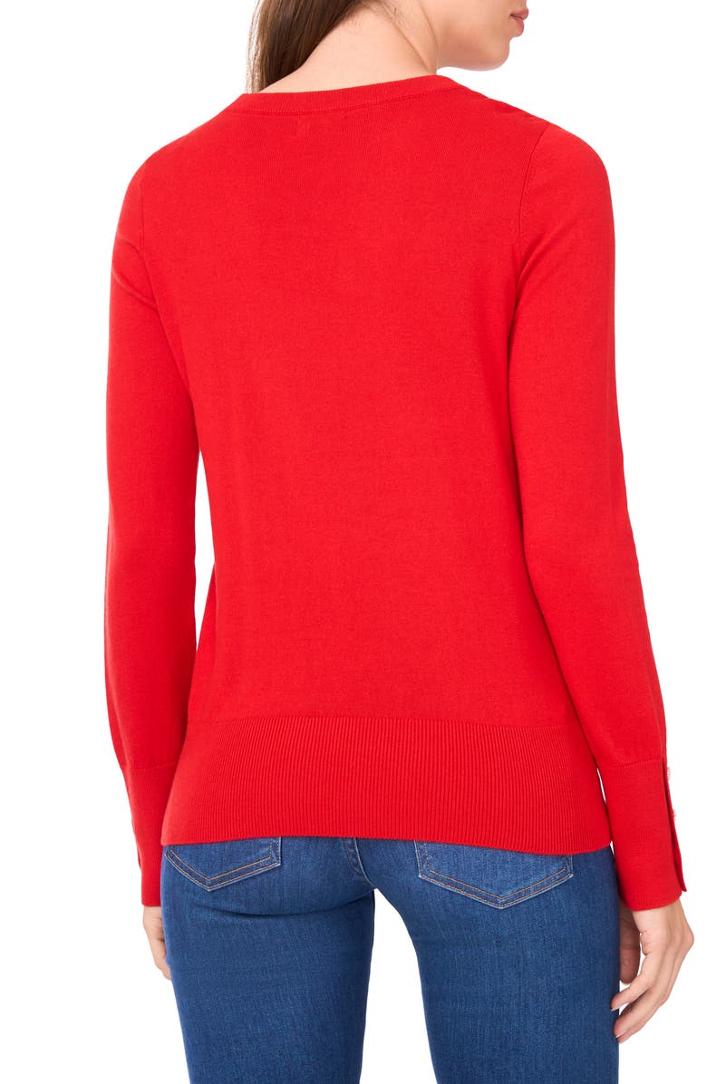 Halogen<sup>®</sup> Button Cuff Cotton Blend Sweater, Alternate, color, Classic Cherry
