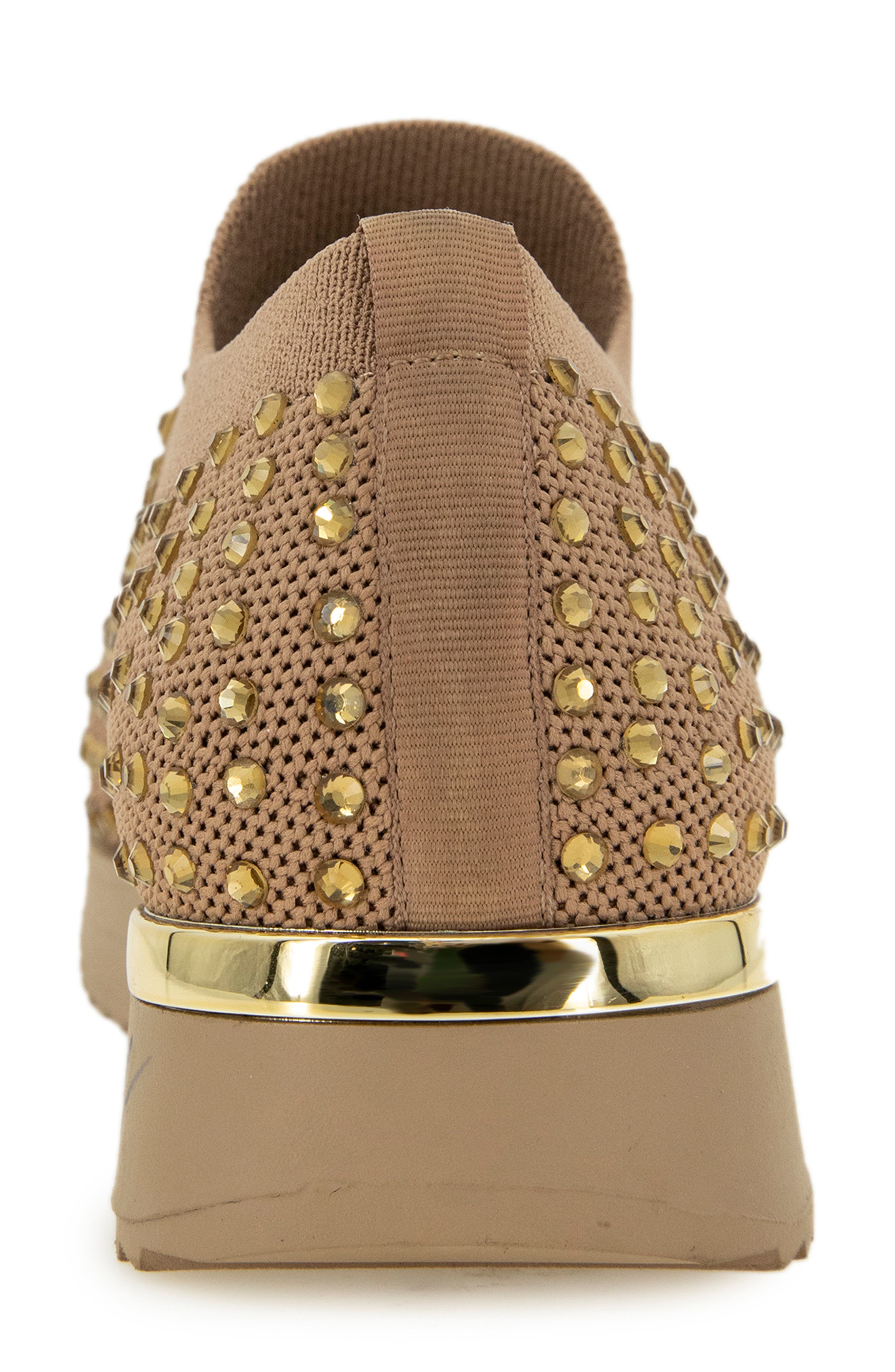 REACTION KENNETH COLE Cameron Embellished Jewel Platform Sneaker, Alternate, color, CASHEW