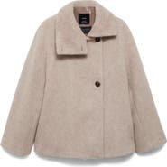 MANGO High Neck Wool Blend Coat