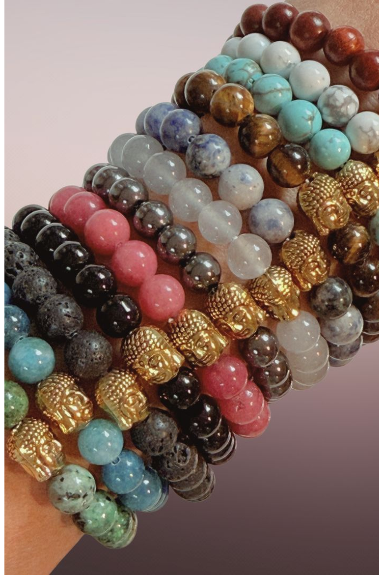 Buddha Crystal Beaded Bracelet, Alternate, color, Hematite