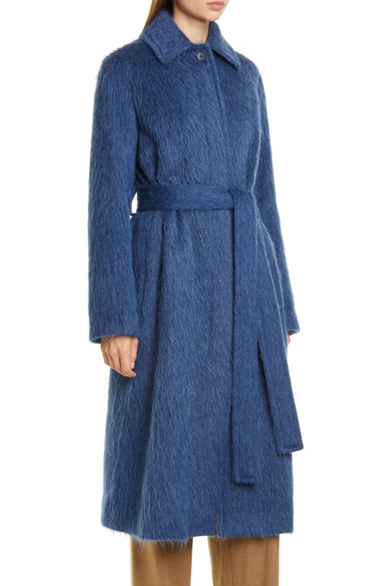 Tie Waist Wool Blend Coat, Alternate, color, DARK AZURITE