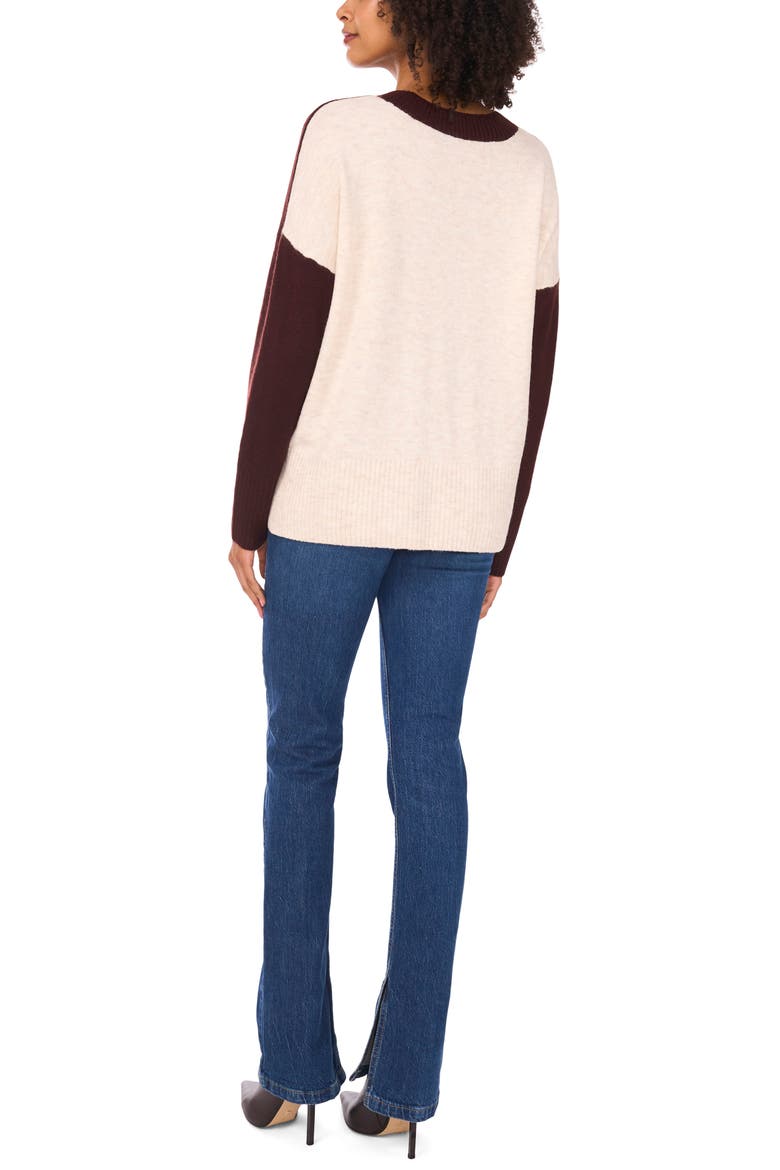 Contrast High-Low Sweater, Alternate, color, PORT/ MALTED