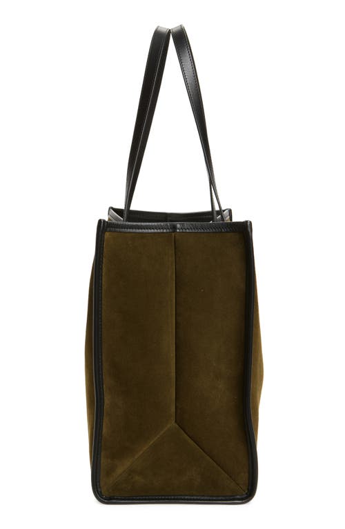 Alexander Mcqueen T-bar Chain Suede Tote In Military/black/silv