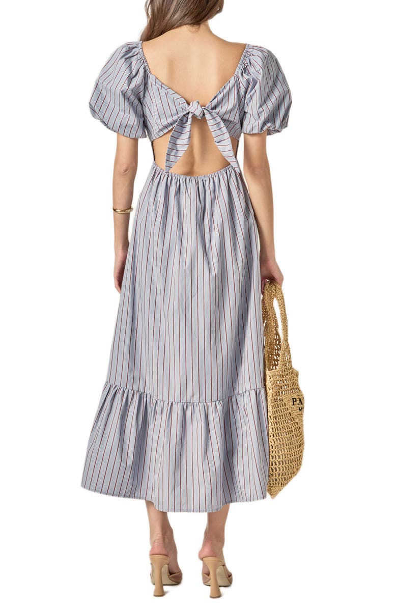 English Factory Stripe Back Tie Maxi Dress, Alternate, color, 