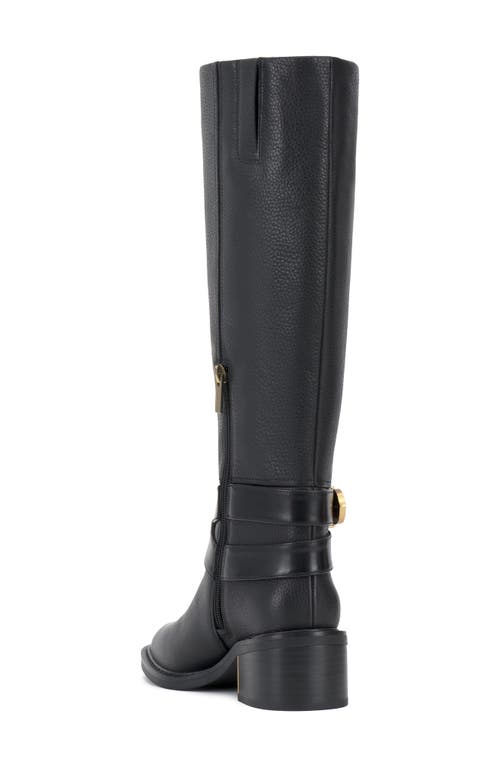 Vince Camuto Gini Extra Wide-calf Buckled Knee-high Riding Boots In Black