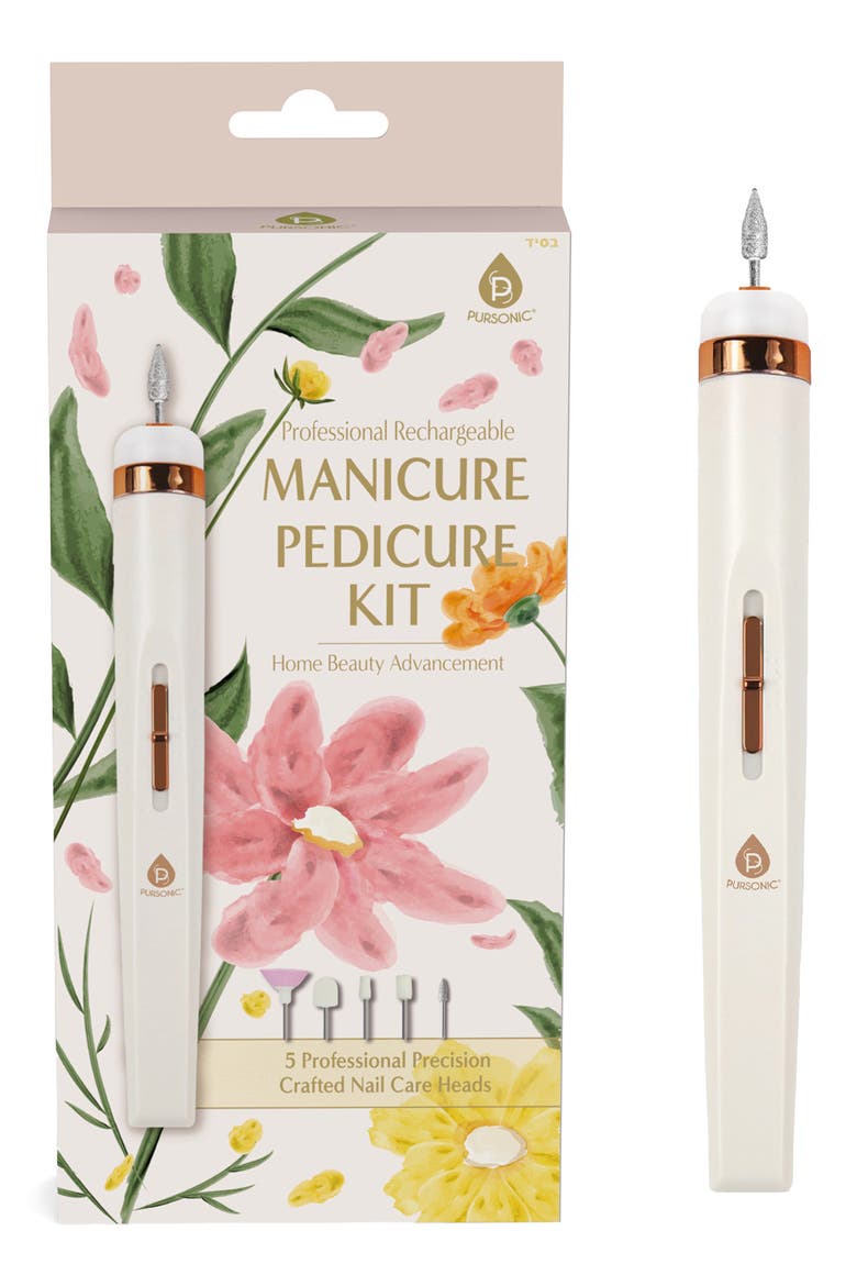 Professional Rechargeable Manicure & Pedicure Kit, Main, color, WHITE