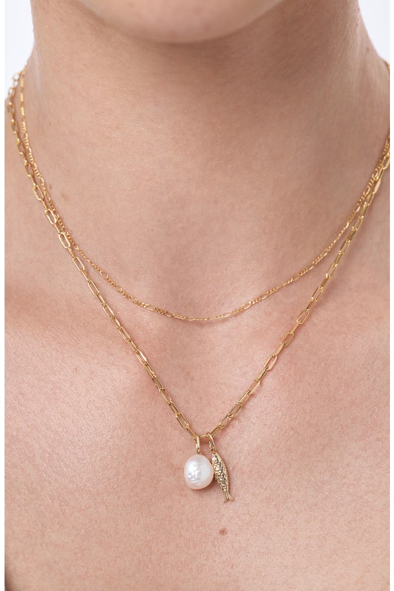 Solid Yellow Gold - Organic Pearl Necklace, Alternate, color, Gold