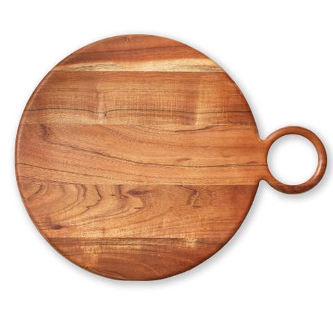 Natural Wood Loop Round Serving Tray for Everyday Use