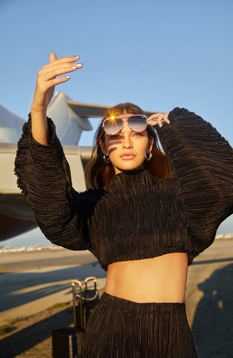 QUAY High Key Bling 60mm Aviator Sunglasses, Alternate, color, 