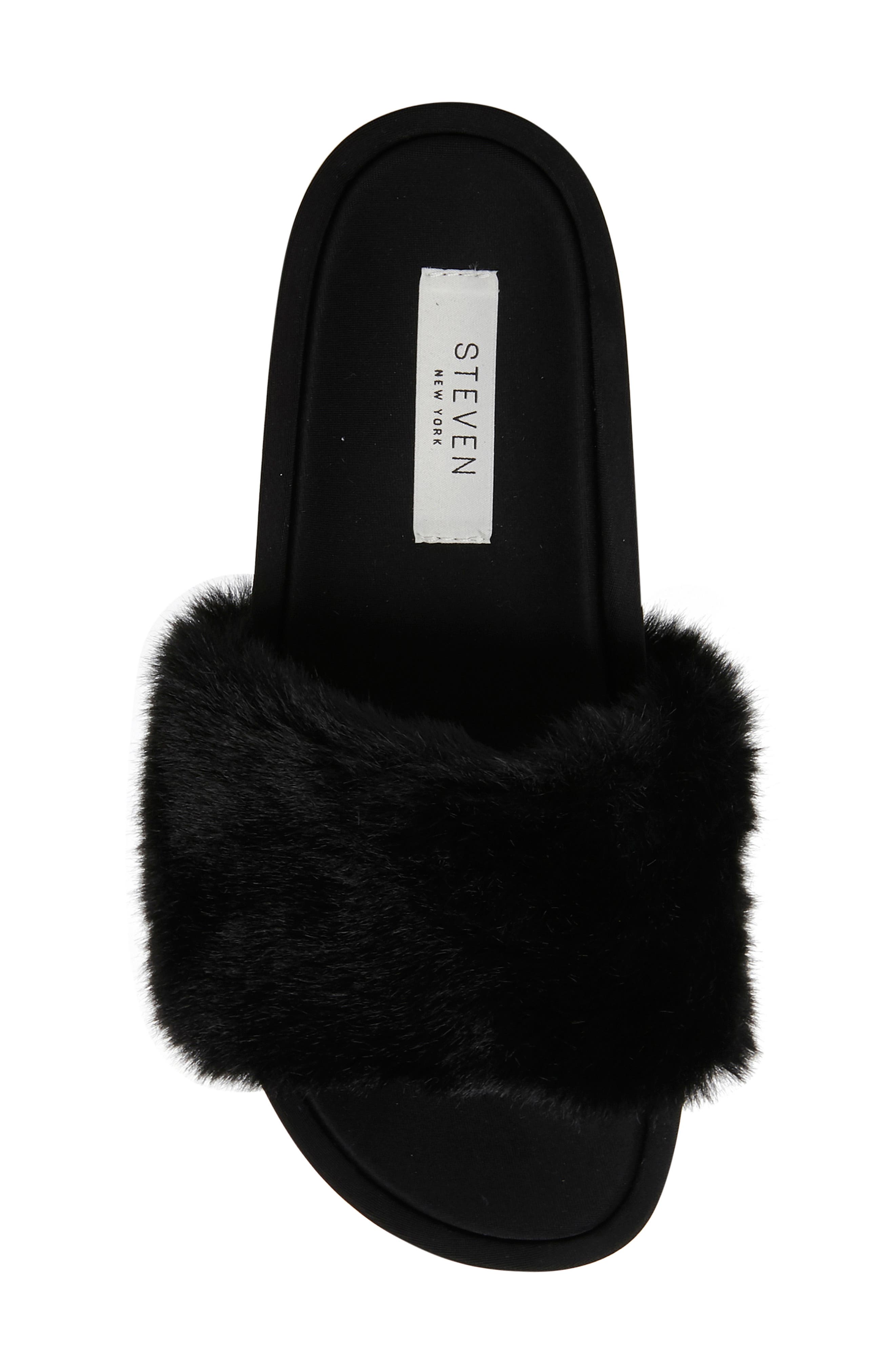 Steven New York Raine Faux Fur Slide Sandal, Alternate, color, 