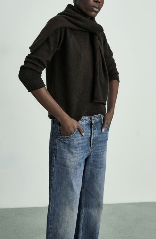 Mango Mid Rise Straight Leg Jeans In Dark Blue