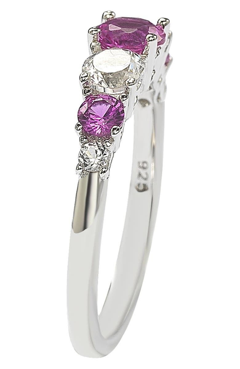 SUZY LEVIAN Sterling Silver Pink Sapphire & Lab Grown White Sapphire Diamond Accent 7-Stone Ring - 1.75ctw, Alternate, color, Pink