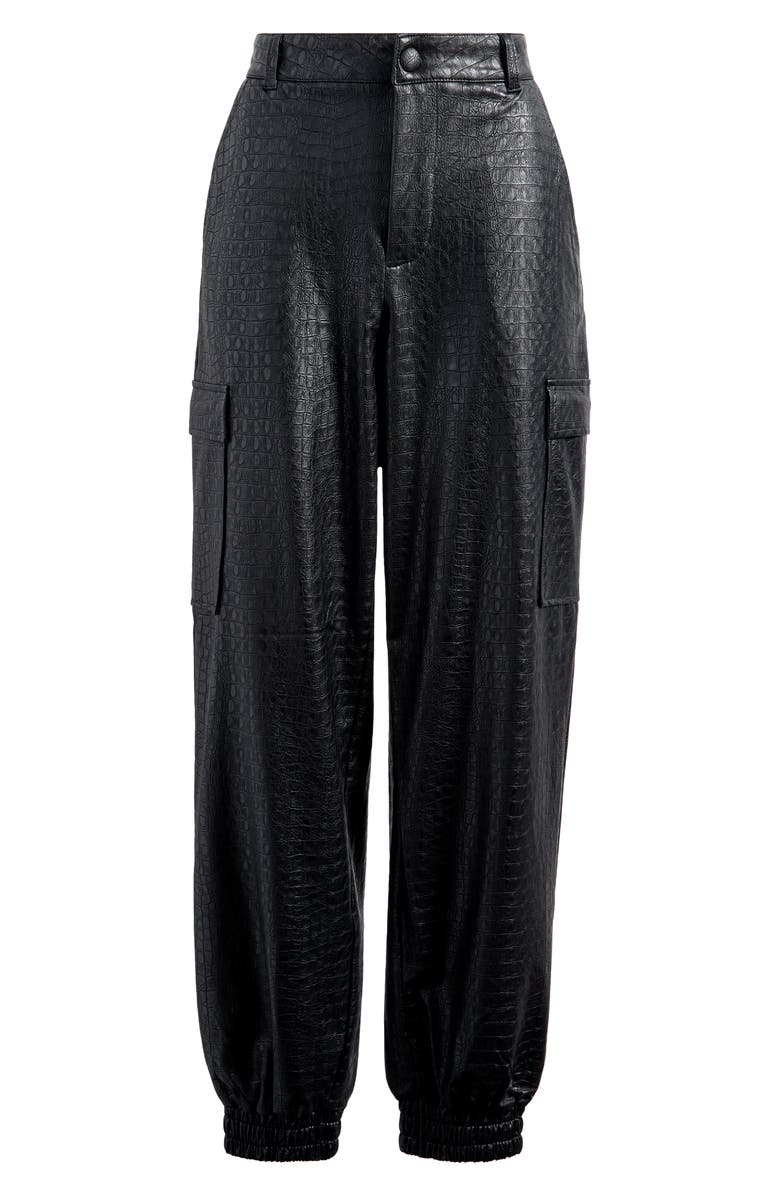Naked Wardrobe The Crocodile Faux Leather Joggers, Alternate, color, Black