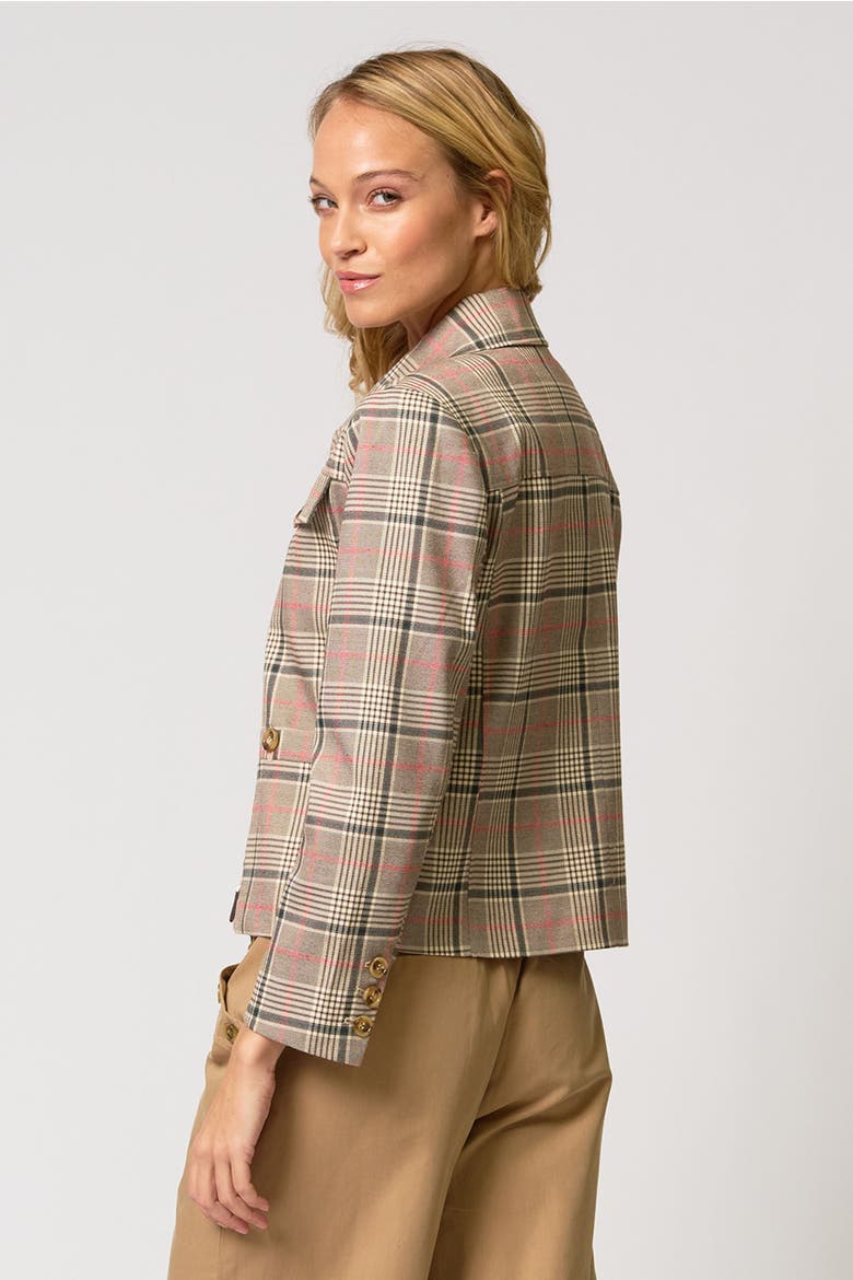 Dean Zip Up Pocketed Jacket, Alternate, color, Brown Plaid