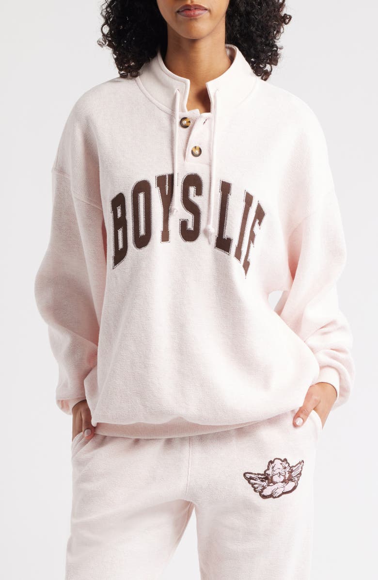 BOYS LIE Smoke & Mirrors Crewneck Henley Pullover, Main, color, Pink Heather