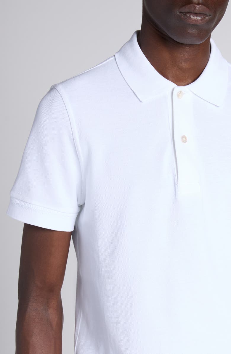 TOM FORD Lyocell & Cotton Piqué Polo, Alternate, color, Aw002 White