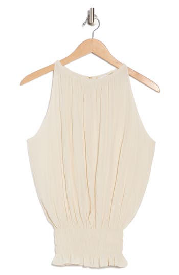Ramy Brook Lauren Smock Waist Sleeveless Top In White