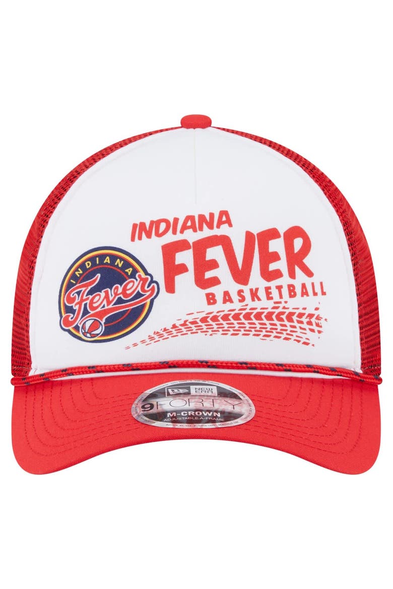 Unisex New Era  White/Red Indiana Fever 9FORTY A-Frame Graphic Trucker Hat, Alternate, color, White